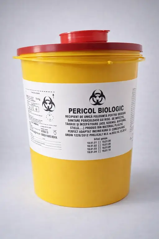Recipient/ Cutie/ Găleată din polipropilenă pentru deșeuri înțepătoare 2.2l